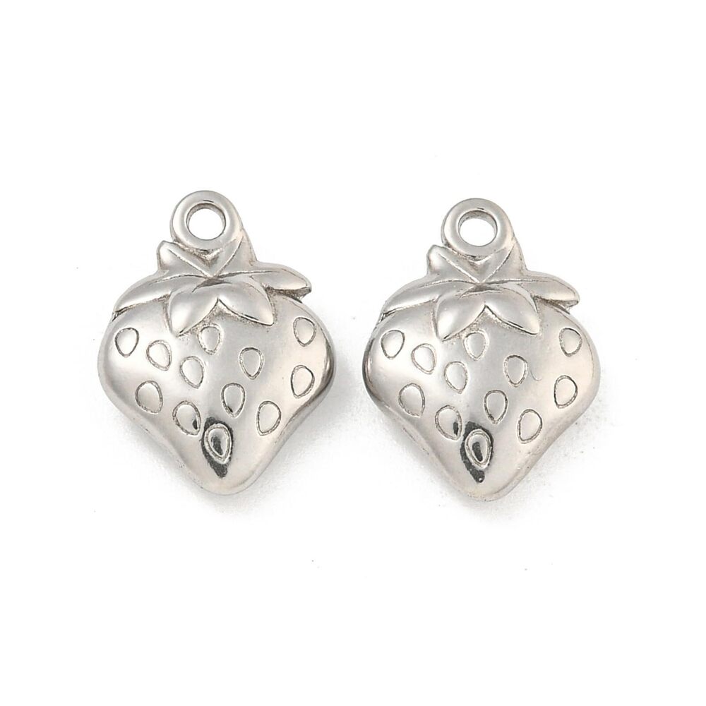 9487 20pcs Strawberry Charms Stainless Steel Fruit DIY Craft Bag
